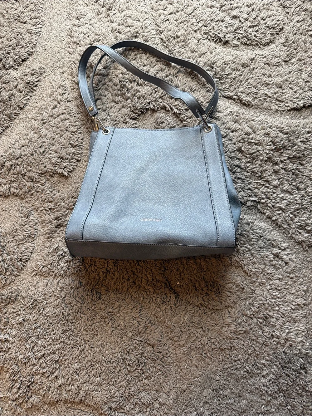 Classic Neutral Leather Shoulder Bag - Gray